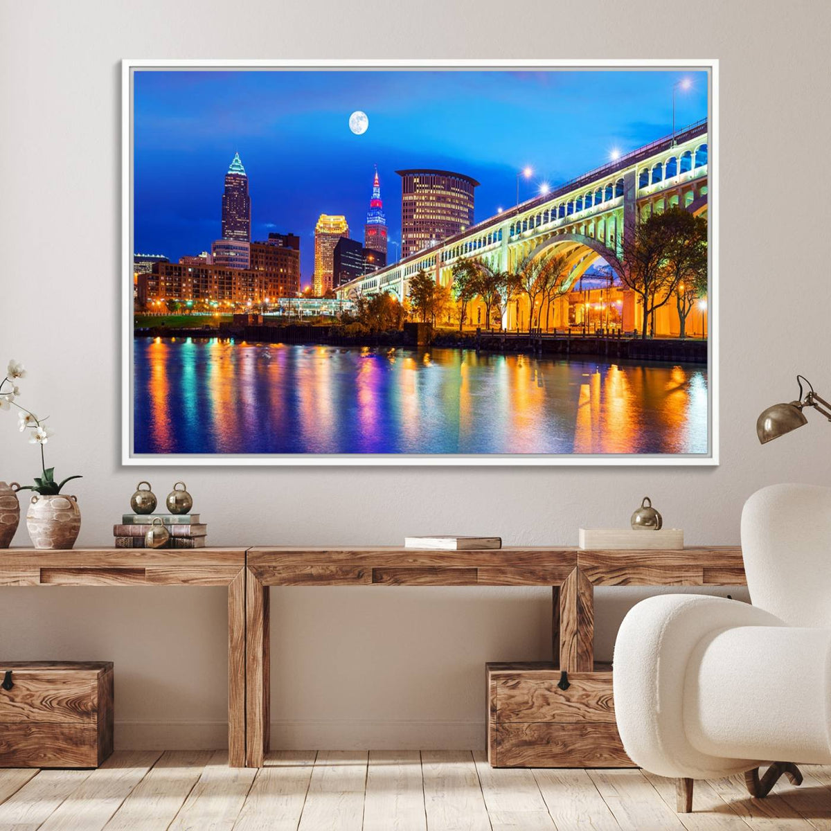 Cleveland Night Skyline Wall Art City Cityscape Canvas Print