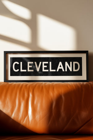 Framed Cleveland Ohio Bus Scroll