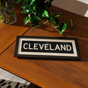 Framed Cleveland Ohio Bus Scroll
