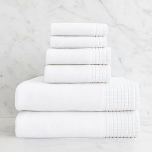 Bamboo Cotton Spa Towel Set - Viscose from Bamboo + Cotton - 6pc Set - Cloud