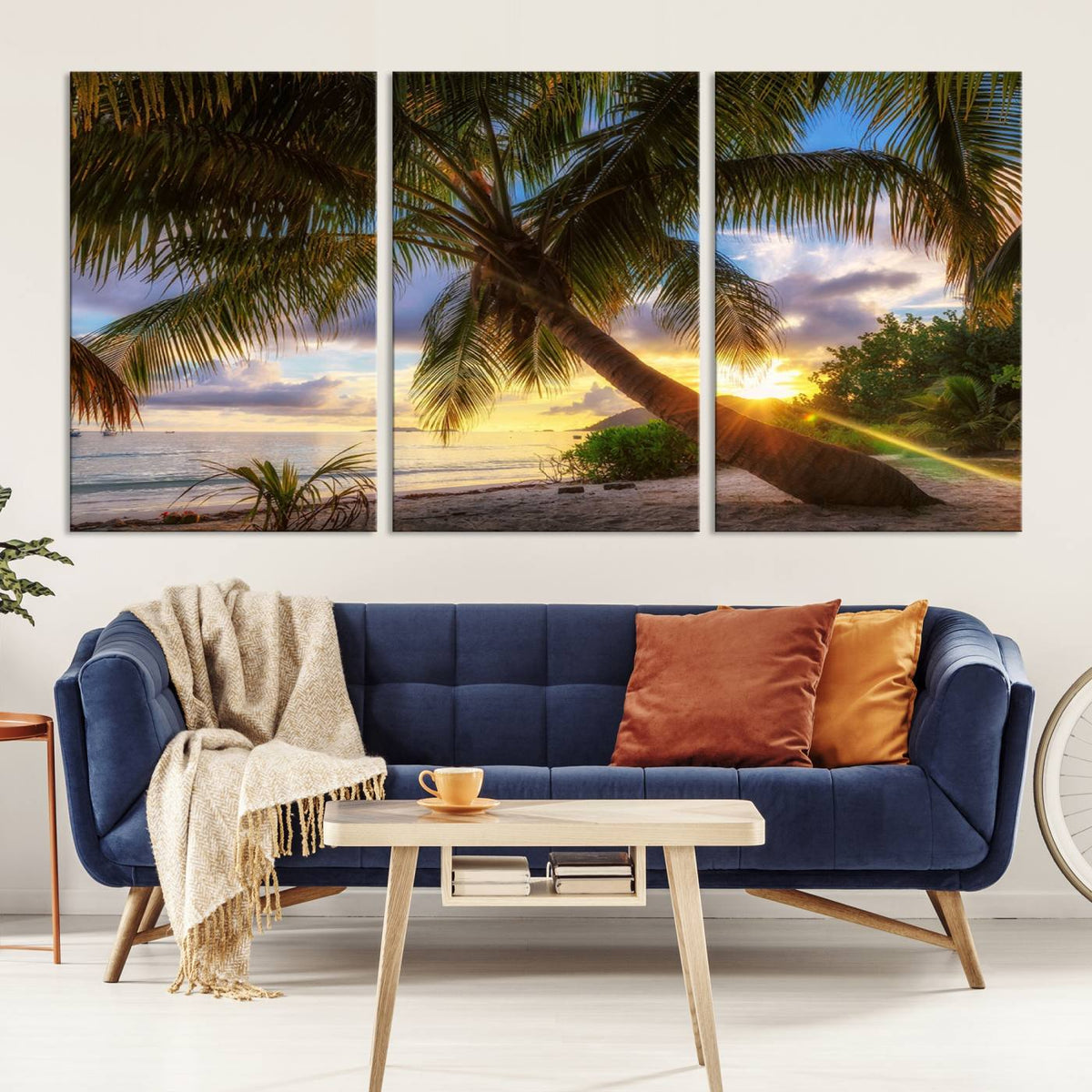 Coastal Sunset Palm Tree Giclee Canvas Print – Tropical