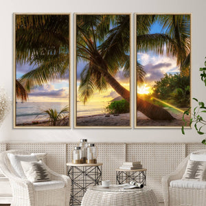 Coastal Sunset Palm Tree Giclee Canvas Print – Tropical