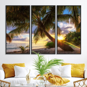 Coastal Sunset Palm Tree Giclee Canvas Print – Tropical