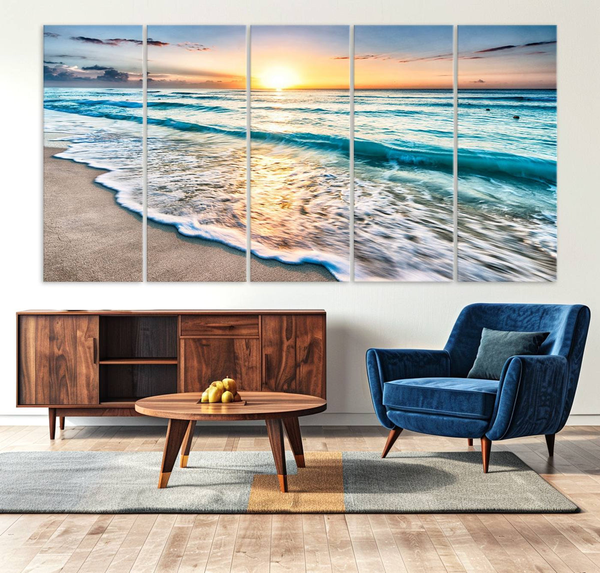 Coastal Sunset Wall Art Canvas, Ocean Beach Canvas Wall Art