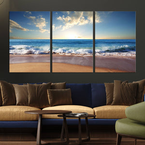 Coastal Tropical Beach Sunset Canvas Wall Art Print