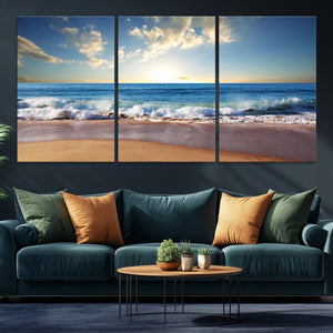 Coastal Tropical Beach Sunset Canvas Wall Art Print