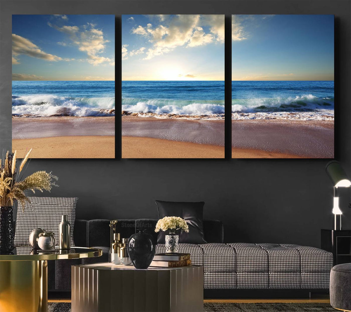 Coastal Tropical Beach Sunset Canvas Wall Art Print