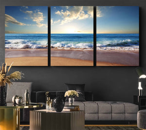 Coastal Tropical Beach Sunset Canvas Wall Art Print