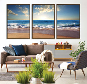 Coastal Tropical Beach Sunset Canvas Wall Art Print