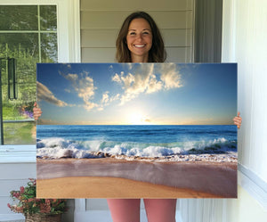 Coastal Tropical Beach Sunset Canvas Wall Art Print