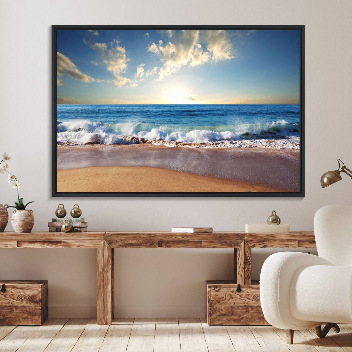 Coastal Tropical Beach Sunset Canvas Wall Art Print