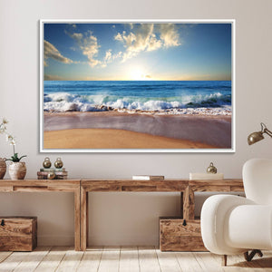 Coastal Tropical Beach Sunset Canvas Wall Art Print