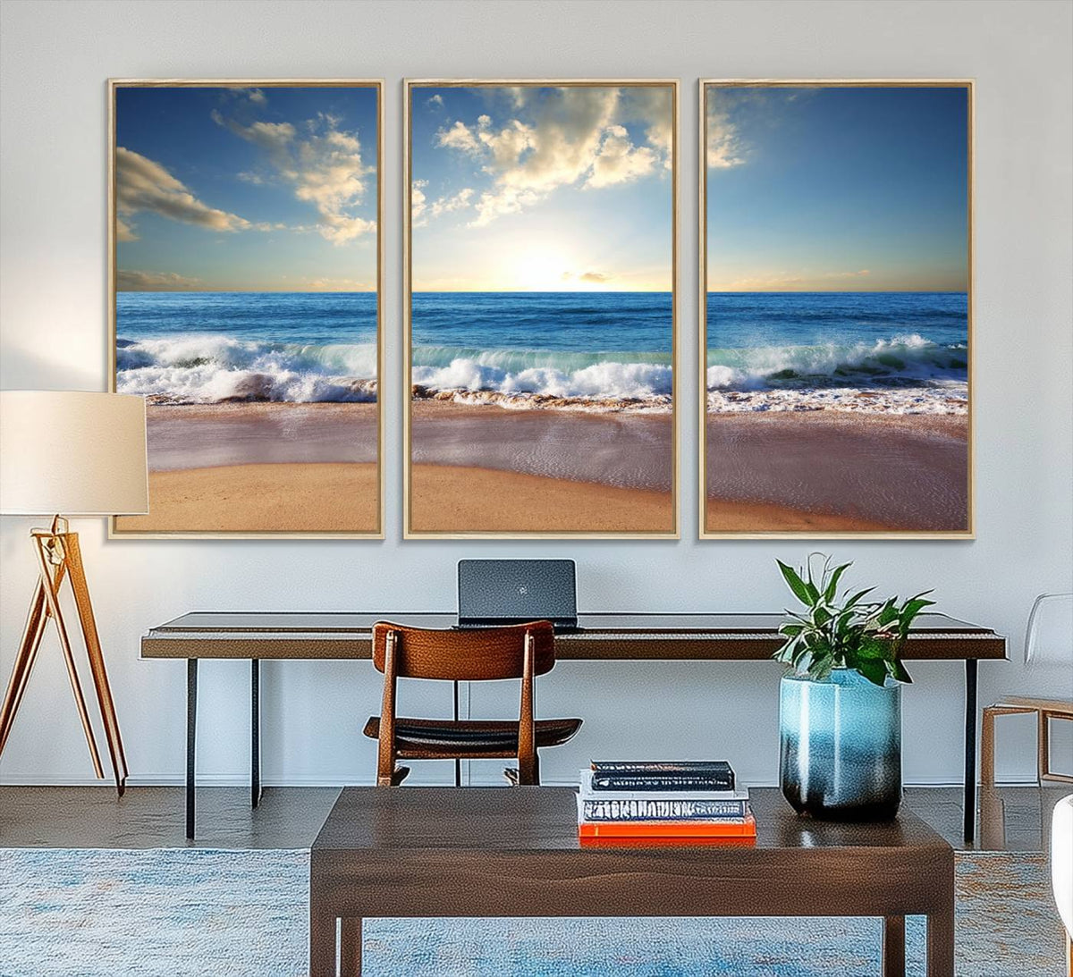 Coastal Tropical Beach Sunset Canvas Wall Art Print