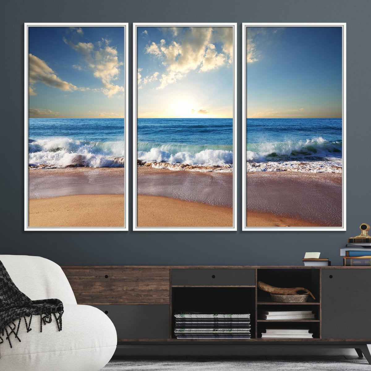 Coastal Tropical Beach Sunset Canvas Wall Art Print