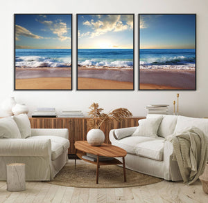 Coastal Tropical Beach Sunset Canvas Wall Art Print