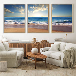 Coastal Tropical Beach Sunset Canvas Wall Art Print