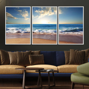 Coastal Tropical Beach Sunset Canvas Wall Art Print