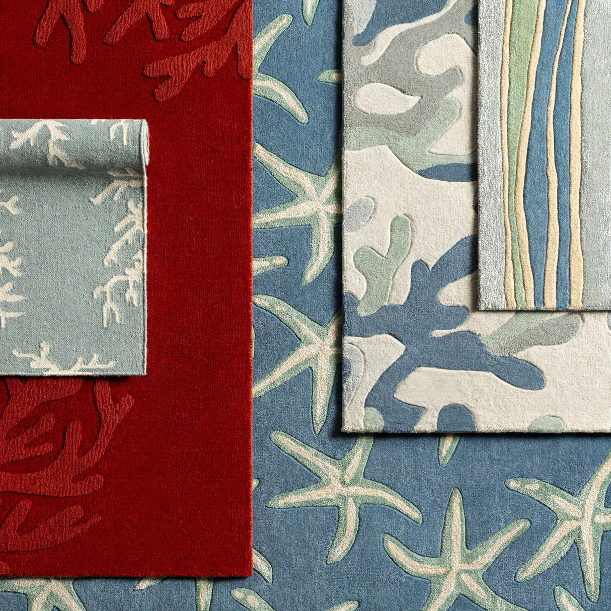 Carversville Ice Blue Botanical Wool Rug - Clearance