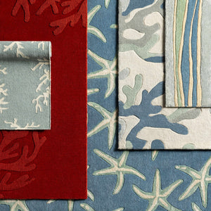 Carversville Ice Blue Botanical Wool Rug - Clearance