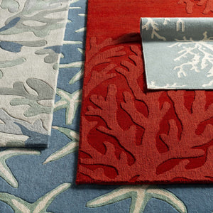 Carversville Ice Blue Botanical Wool Rug - Clearance