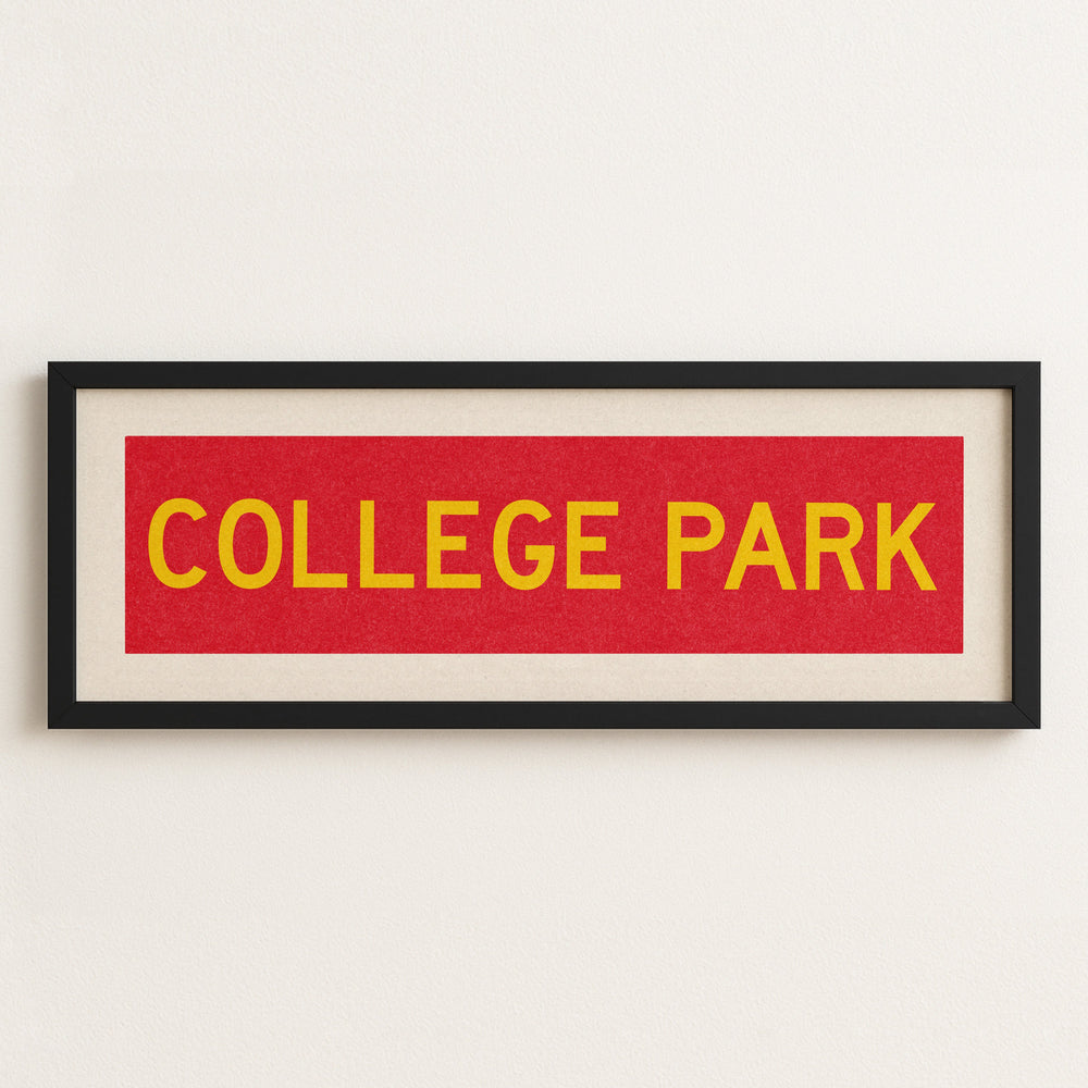 Framed College Park Red and Gold Bus Scroll