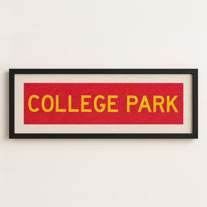 Framed College Park Red and Gold Bus Scroll