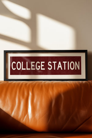 Framed College Station Maroon Bus Scroll