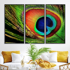 Colorful Peacock Feather Wall Art Print - Vibrant Green,