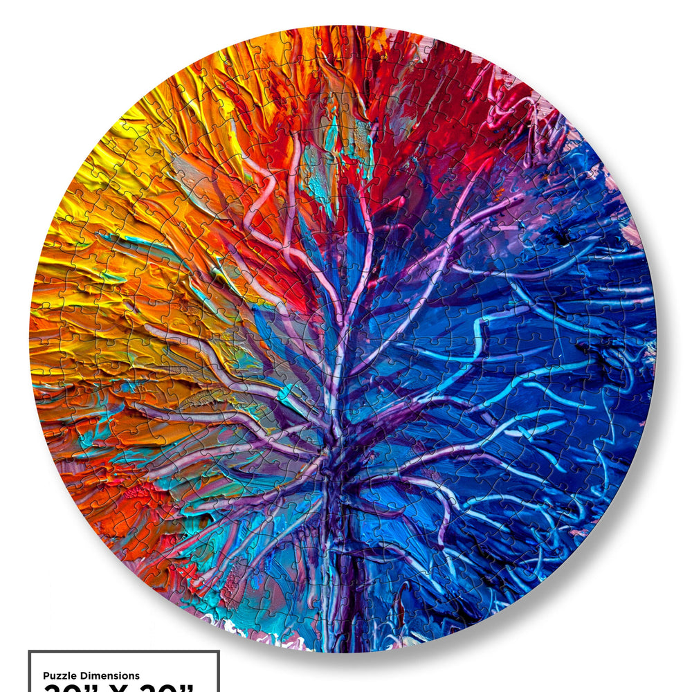 Colorful Trees Round 300 Piece Jigsaw Puzzle (Puzzle Saver Kit Included)