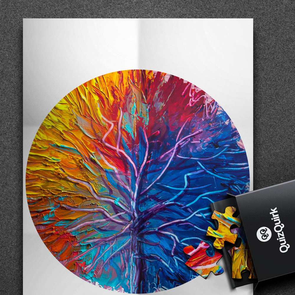Colorful Trees Round 300 Piece Jigsaw Puzzle (Puzzle Saver Kit Included)