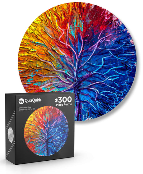 Colorful-Trees-Round-300-Piece-Jigsaw-Puzzle-(Puzzle-Saver-Kit-Included)-