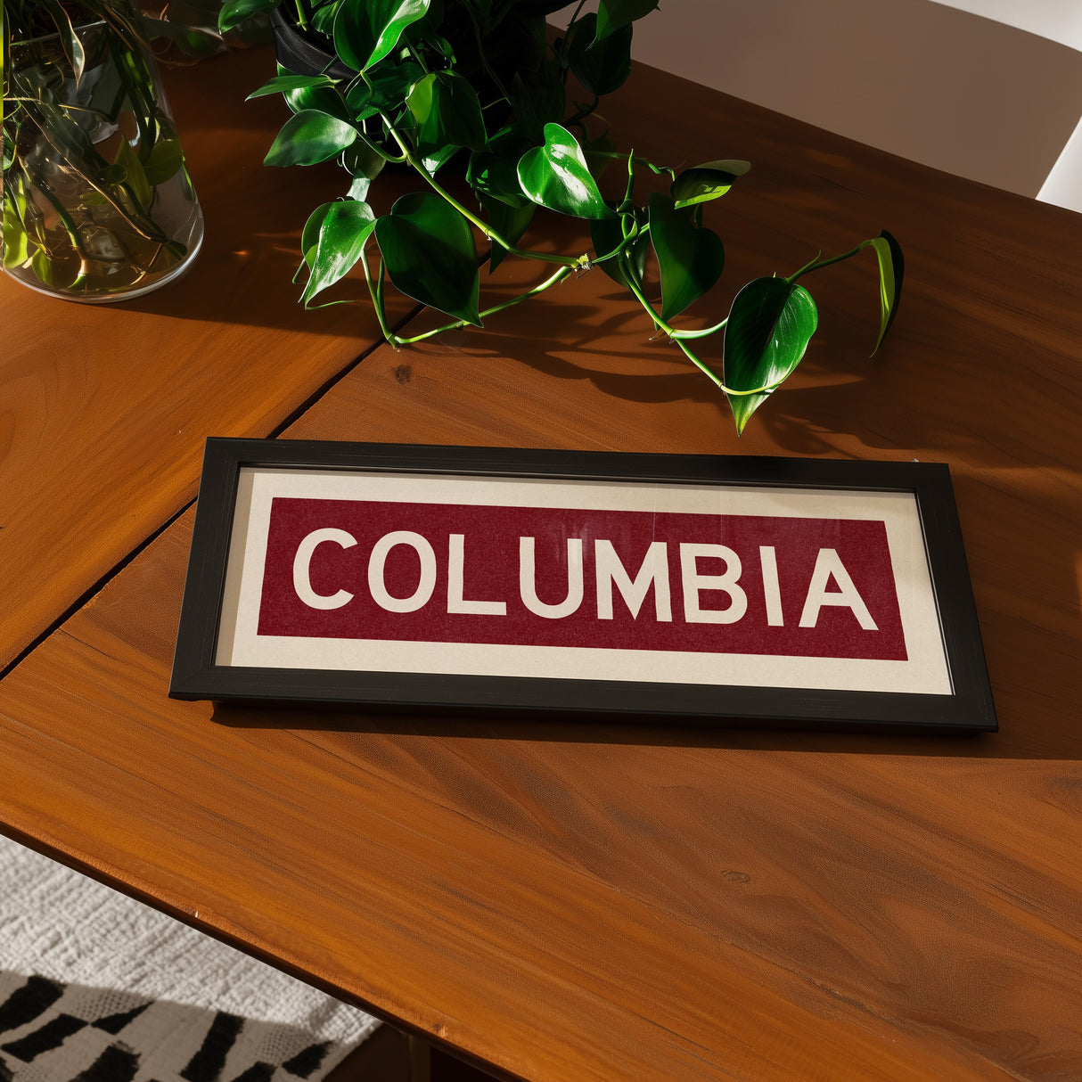 Framed Columbia Scarlet Bus Scroll