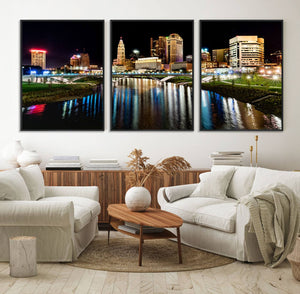 Columbus City Lights Night Skyline Cityscape View Wall Art,