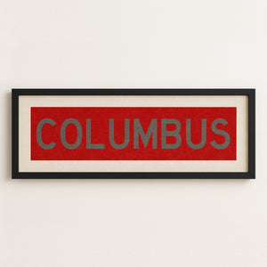 Framed Columbus Red Bus Scroll