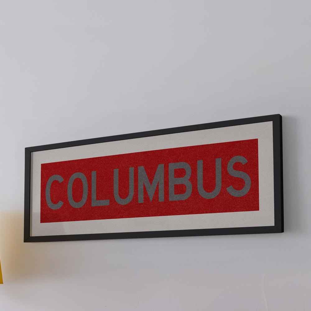 Framed Columbus Red Bus Scroll