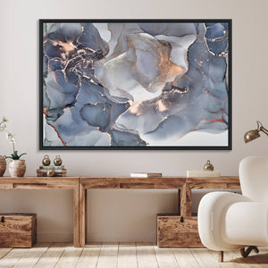 Contemporary Art Gray Gold Abstract Canvas Art Print