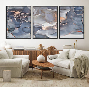 Contemporary Art Gray Gold Abstract Canvas Art Print