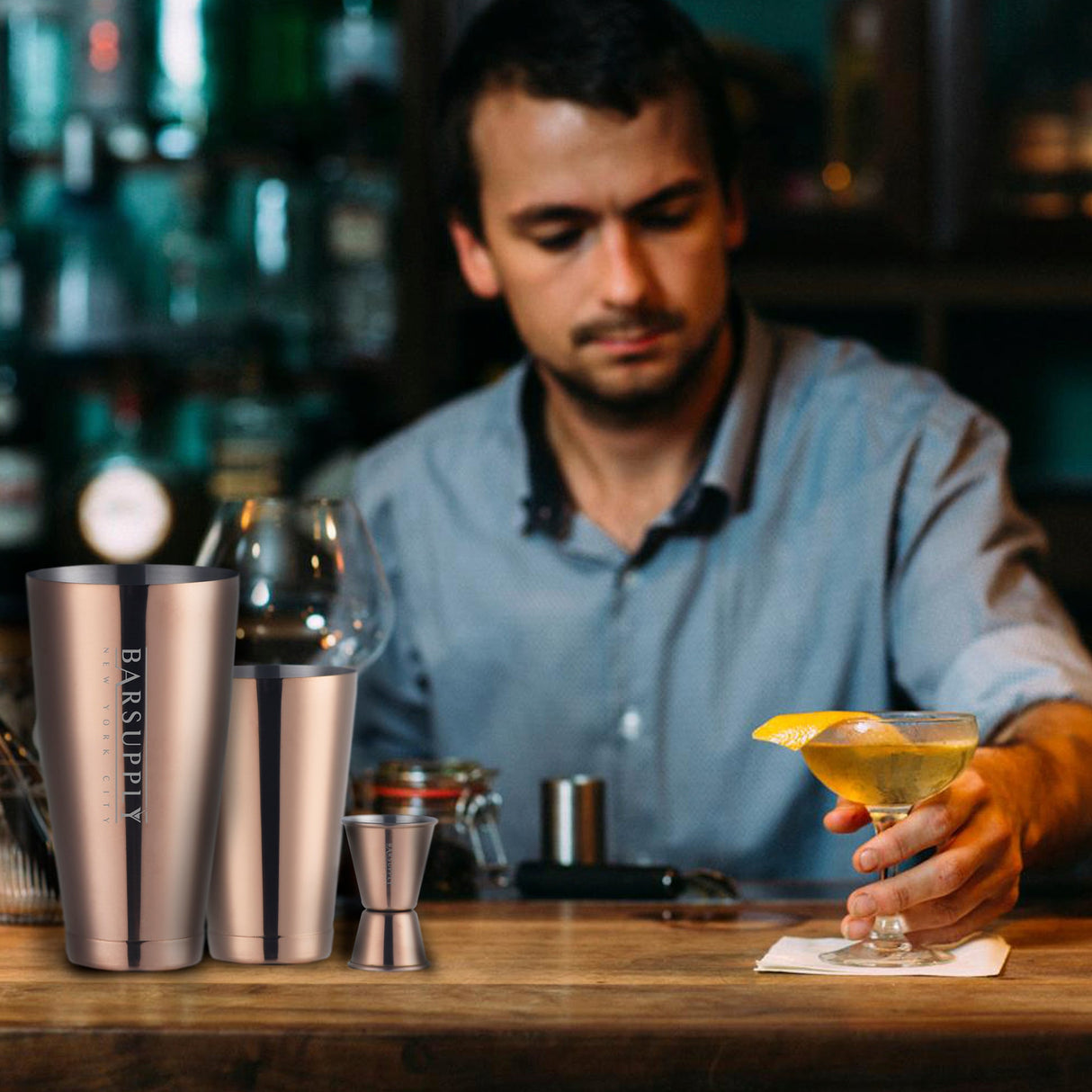 Professional 4-Piece Boston Cocktail Shaker Set