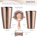 Professional 4-Piece Boston Cocktail Shaker Set