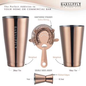 Professional 4-Piece Boston Cocktail Shaker Set