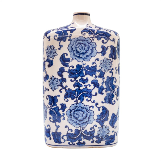 Blue garden square shouldered vase