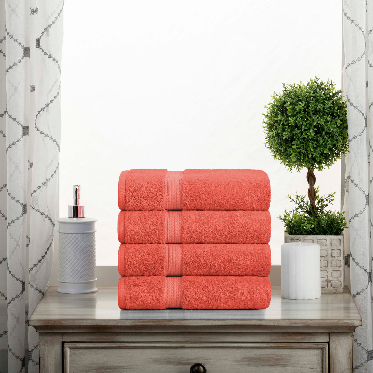 Madison Egyptian Cotton Plush Thick Absorbent Hand Towel Set of 4 - Egyptian Cotton Hand Towel by Superior Brand