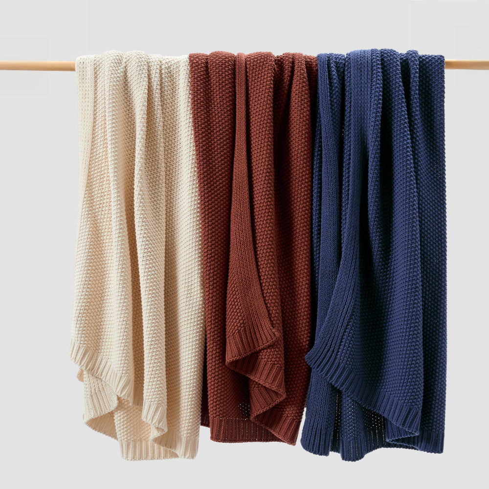Cozy Knit Cotton Throw Blanket