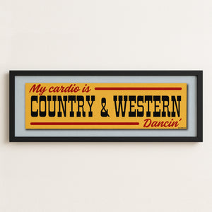 Framed Country & Western Cardio Gold Bumper Sticker Art Print