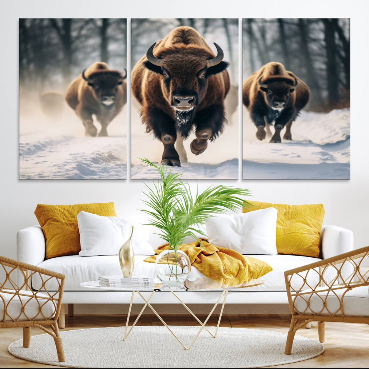 Cow Bighorn Wall Art Canvas Print – Longhorn Texas Large