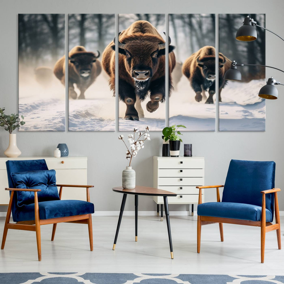 Cow Bighorn Wall Art Canvas Print – Longhorn Texas Large