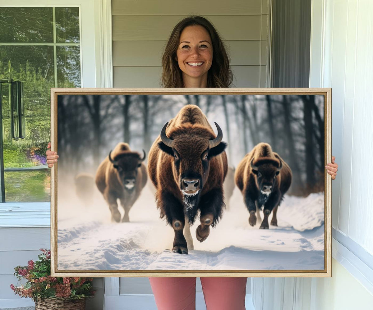 Cow Bighorn Wall Art Canvas Print – Longhorn Texas Large