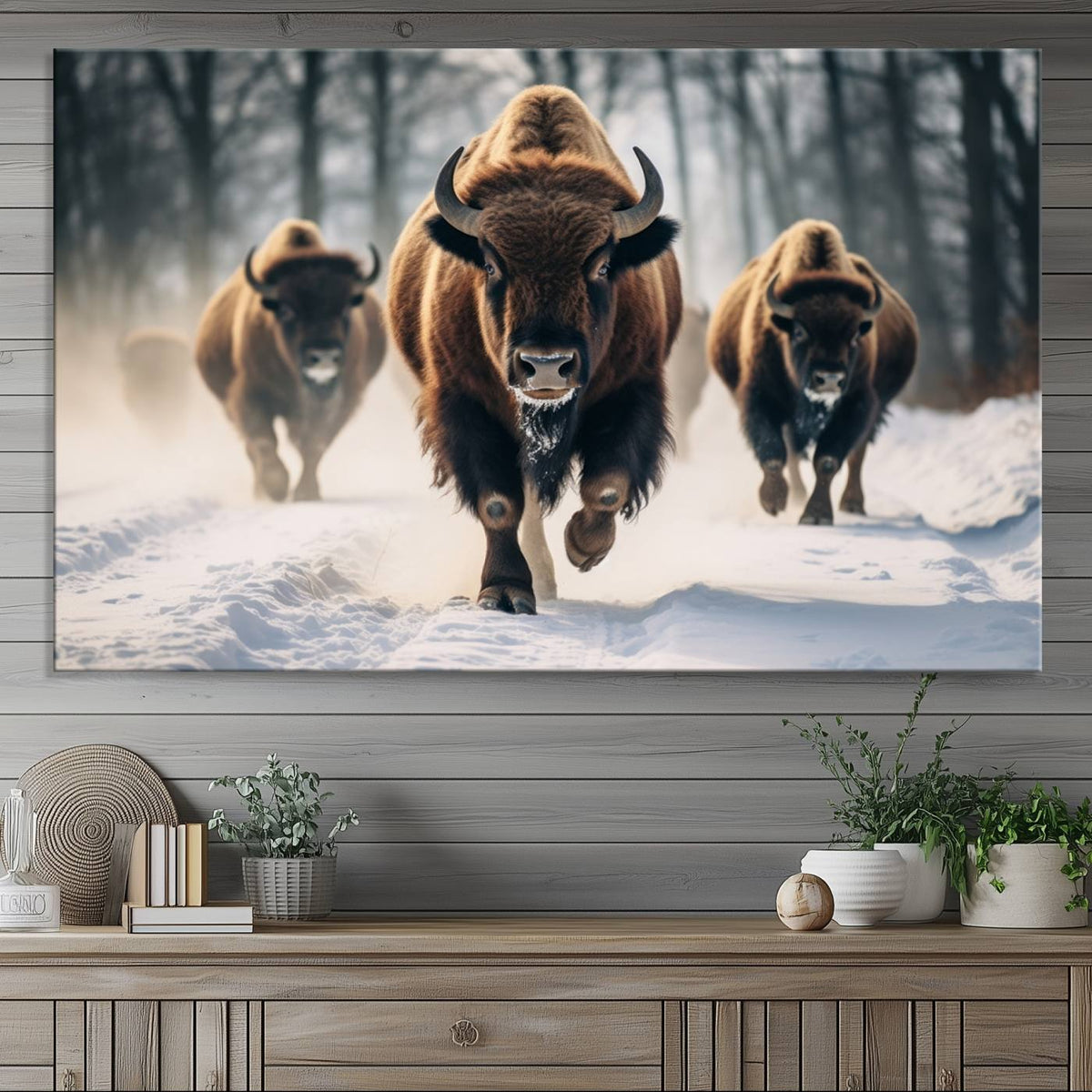 Cow Bighorn Wall Art Canvas Print – Longhorn Texas Large