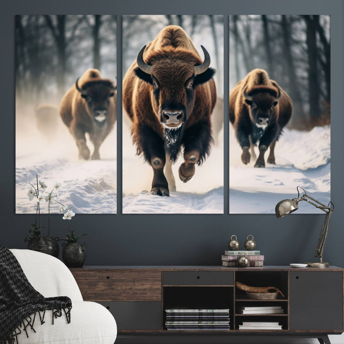 Cow Bighorn Wall Art Canvas Print – Longhorn Texas Large