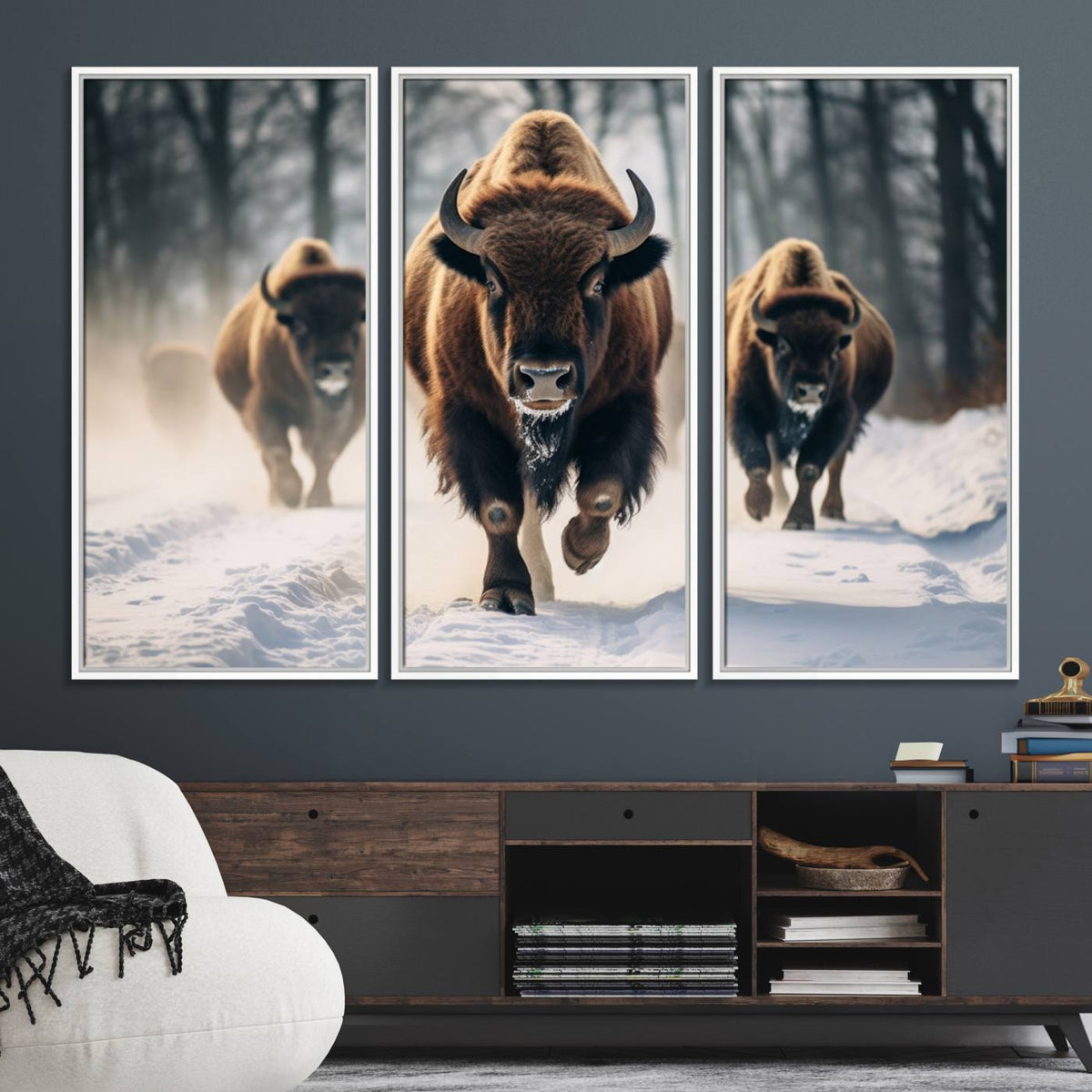 Cow Bighorn Wall Art Canvas Print – Longhorn Texas Large